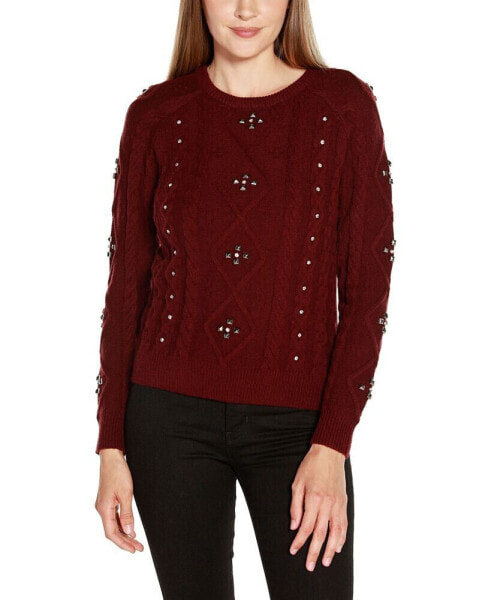 Black Label Women's Embellished Cable Knit Sweater