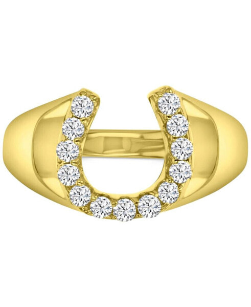 Cubic Zirconia Polished Lucky Horseshoe Statement Ring