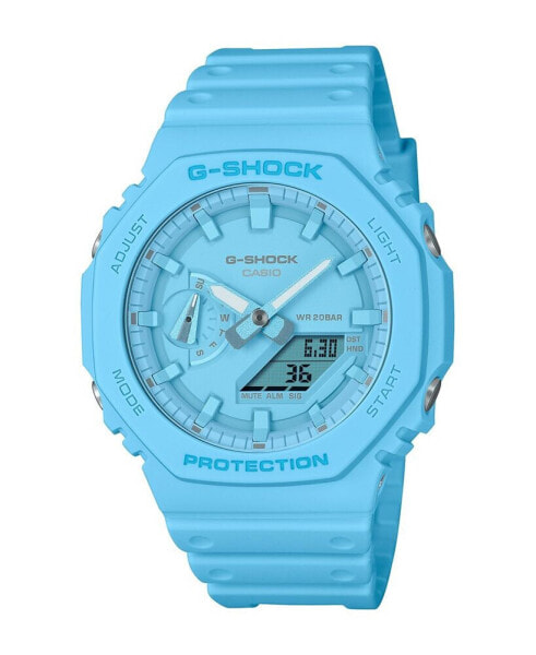 Часы и аксессуары Casio G-Shock мужские Аналогово-цифровые синие смолы, 45,4 мм, Ga2100-2A2.