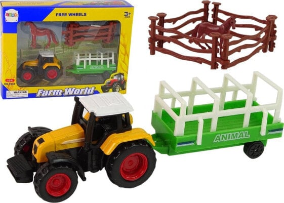 LeanToys Zestaw Farma Traktor Przyczepa Koń 1:64