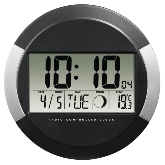 Hama PP-245, Wall, Digital clock, Circle, Black, Classic, AA