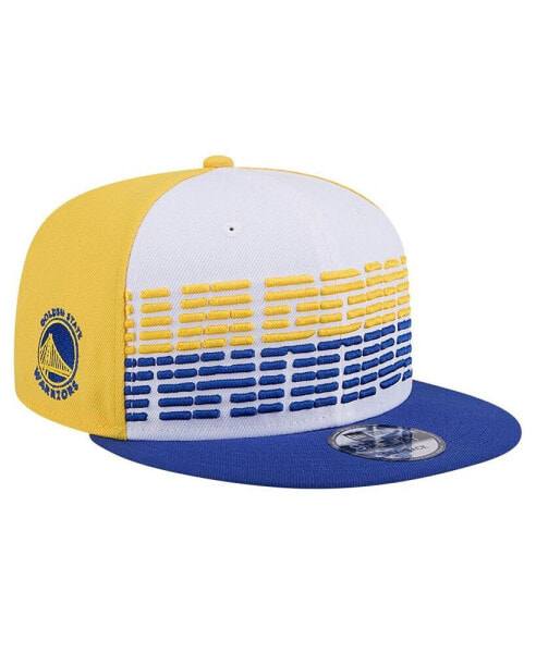 Men's White/Royal Golden State Warriors Throwback Gradient Tech Font 9FIFTY Snapback Hat