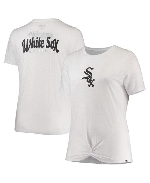 Women's White Chicago White Sox Plus Size 2-Hit Front Knot T-shirt