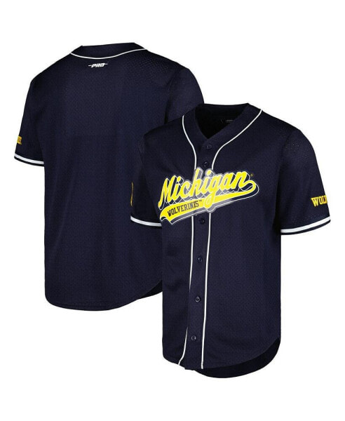Men's Navy Michigan Wolverines Mesh Full-Button Replica Baseball Jersey
