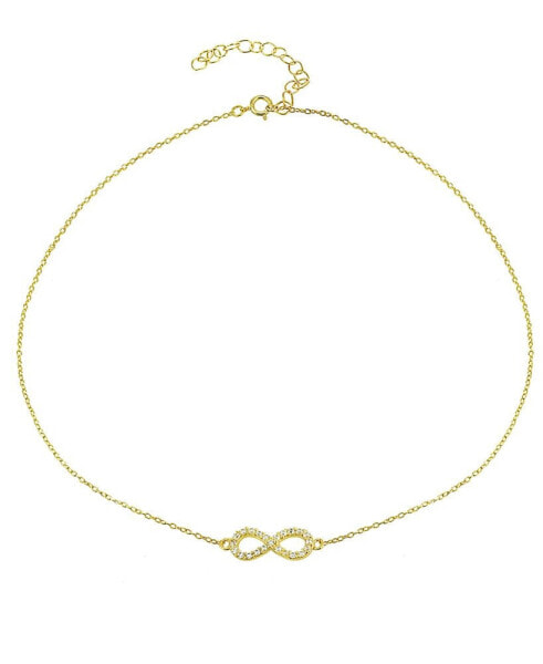 Giani Bernini cubic Zirconia Infinity Symbol Necklace in Sterling Silver or 18k Yellow Gold Plated Sterling Silver