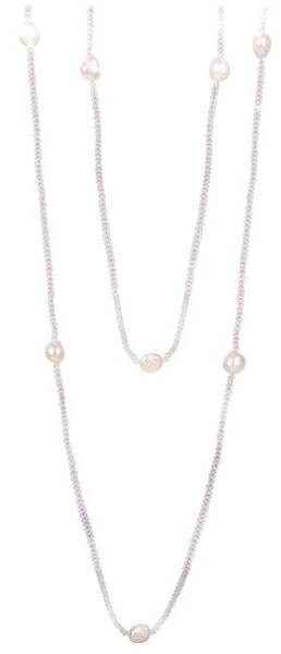 Long necklace made of white genuine JL0427 pearls