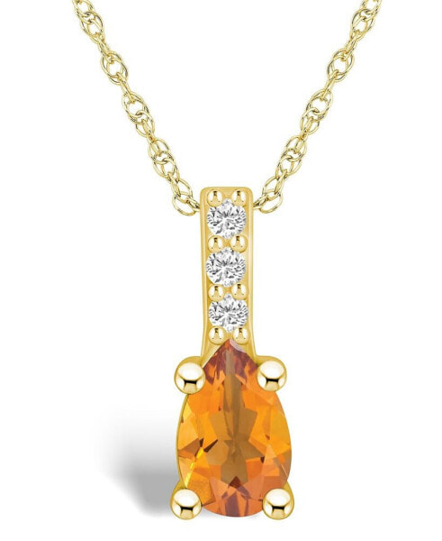 Citrine (7/8 Ct. T.W.) and Diamond Accent Pendant Necklace in 14K Yellow Gold