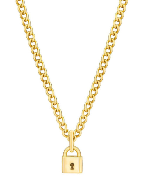 Padlock 18" Pendant Necklace in 14k Gold-Plated Sterling Silver