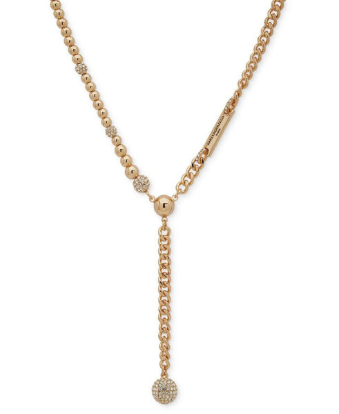 KARL LAGERFELD PARIS women's Gold-Tone Lariat Necklace, 18"+ 3" extender