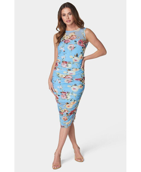 Women's Floral Midi Mesh Dress