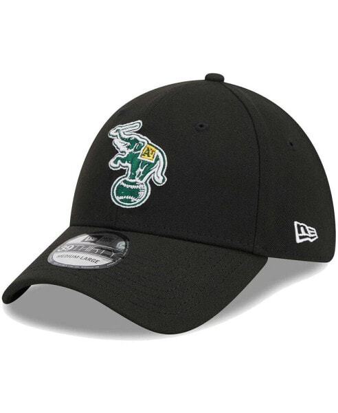 Men's Black Oakland Athletics Logo 39THIRTY Flex Hat