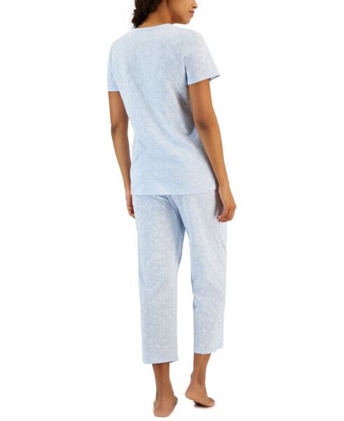 Пижама Charter Club женская из хлопка с принтом и обрезанные штаны, 2 шт., Macy's.