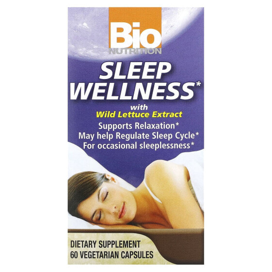 Капсулы для здорового сна Bio Nutrition Sleep Wellness с экстрактом дикой макухи, 60 вегетарианских капсул