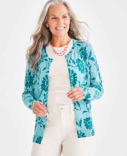 Petite Floral Cardigan, Created for Macy's