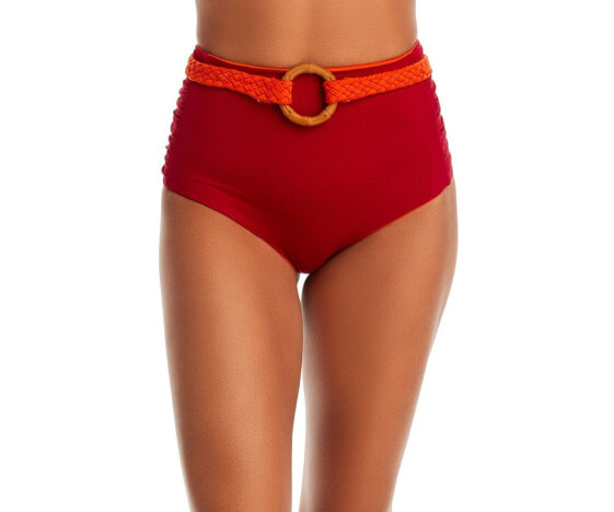 Johanna Ortiz Tangelo Cumbi Belted Reversible Bikini Bottom Red Size Medium