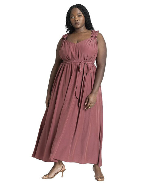 Plus Size Ruffle Strap Maxi Dress