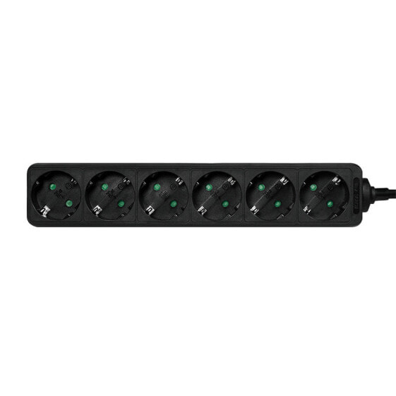 LogiLink LPS238B - 1.5 m - 6 AC outlet(s) - Indoor - IP20 - Black - 250 V