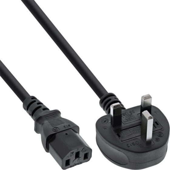InLine power cable England male / 3pin IEC C13 male - 2m