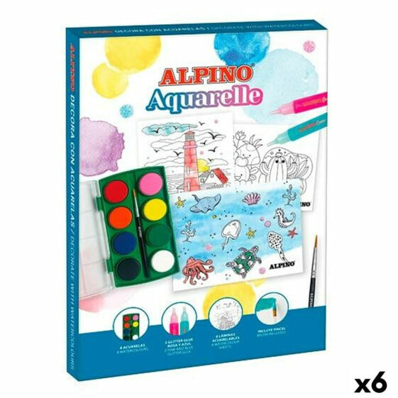 Раскраски для рисования Alpino Aquarelle Разноцветные (6 штук)