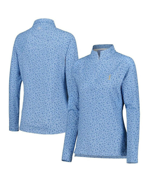 Women's Blue THE PLAYERS Printed Raglan Perth Quarter-Zip Top