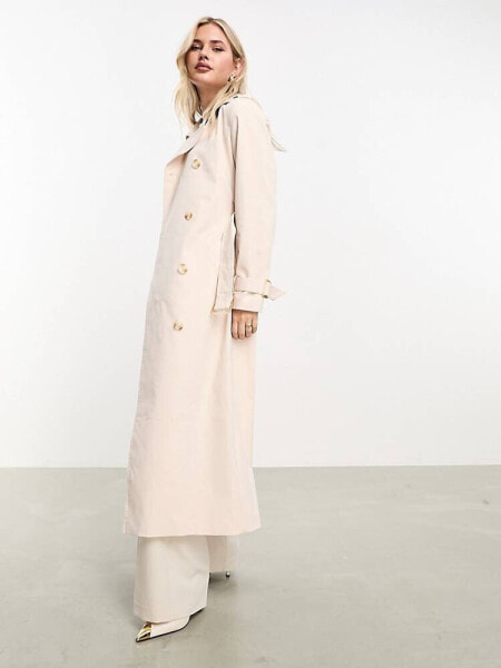 Forever New belted maxi trench maxi coat in soft cream