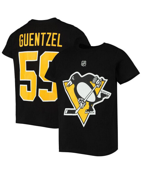 Big Boys Jake Guentzel Black Pittsburgh Penguins Player Name and Number T-shirt