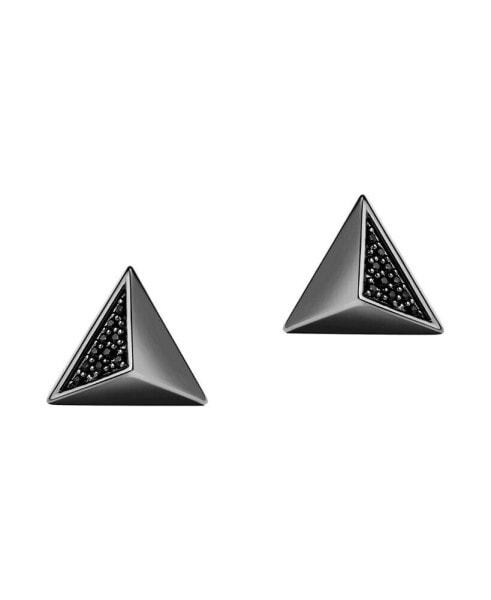 Dark Armor Stud Earrings Black Diamond Accent in Black Rhodium Over Sterling Silver