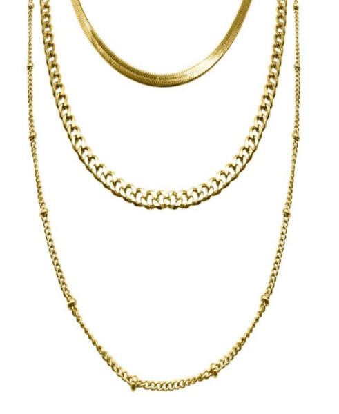 ADORNIA 18-21" Adjustable Plated Triple Layered Chain Necklace