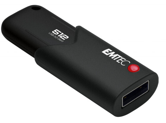 Черный флеш-накопитель EMTEC B120 Click Secure 512 ГБ USB Type-A 3.2 Gen 2 (3.1 Gen 2) Slide - EMTEC International B120 Click Secure - 512 ГБ - USB Type-A - 3.2 Gen 2 (3.1 Gen 2) - складной - черный