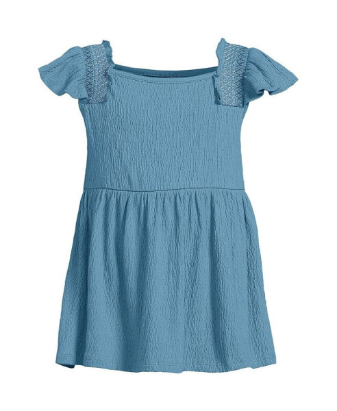 Girls Smocked Flutter Sleeve Gauze Tank Top