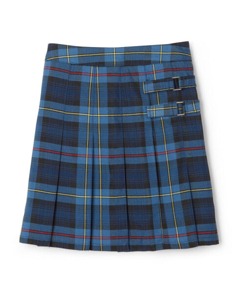 Little Girls Adjustable Waist Plaid Two-Tab Scooter Plaid Skirt