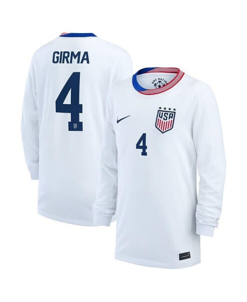 Big Boy's and Girl's Naomi Girma White USWNT 2024 Home Replica Long Sleeve Jersey