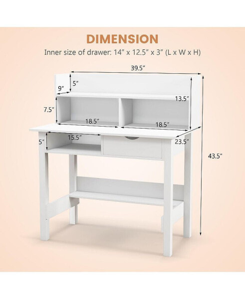 Home Office Computer Desk with Storage Shelves and Drawer Ideal for Working and Studying