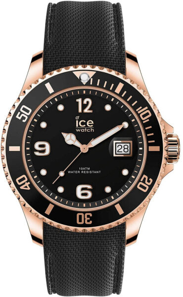 Ice-Watch - ICE steel Black Rose-Gold - Men's (Unisex) wristwatch with silicon strap - 016765 (Medium)