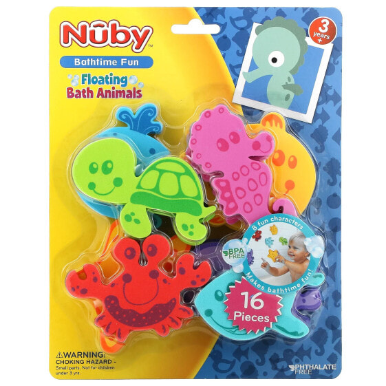 Игрушки для ванной Nuby Плавающие ванные животные, 3+ лет, 16 штук