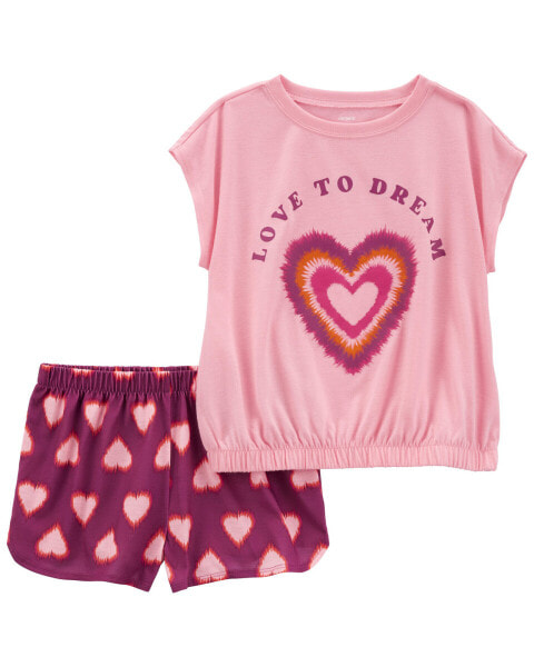 Пижама футболка и шорты Carter's Kid 2-Piece Heart Loose Fit