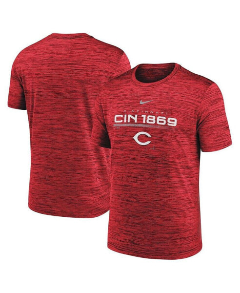 Men's Red Cincinnati Reds Wordmark Velocity Performance T-shirt