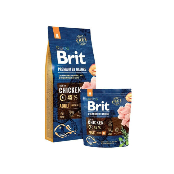 Сухой корм Brit Premium by Nature Medium для взрослых собак Яблоко Курица Кукуруза 15 кг