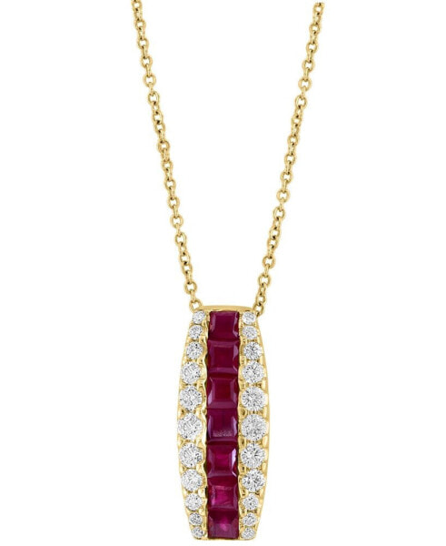 EFFY Collection eFFY® Ruby (1-1/5 ct. t.w.) & Diamond (1/2 ct. t.w.) Vertical 18" Pendant Necklace in 14k Gold