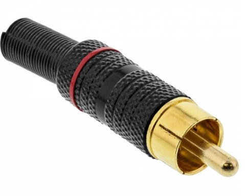 InLine RCA metal male plug for soldering - black - red ring - for 6mm cable