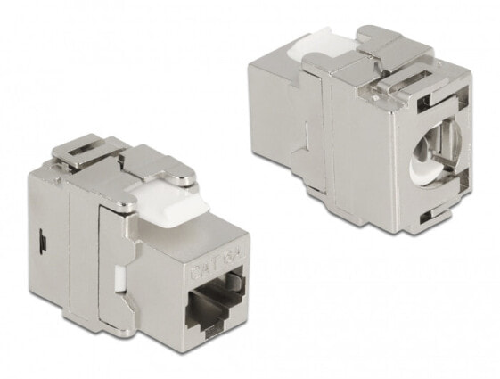 Delock Keystone Module RJ45 jack to LSA Cat.6A 180° toolfree metal - Flat - Stainless steel - RJ45 - LSA - Female - Female