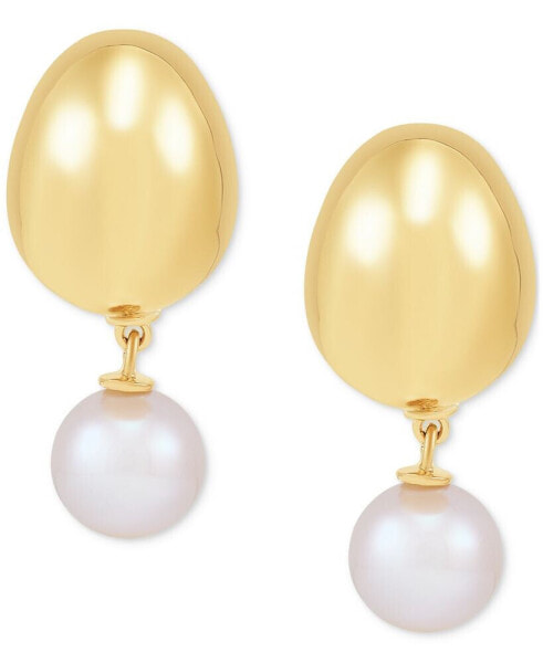 Cultured Freshwater Pearl (8mm) Dangle Drop Earrings in 14k Gold