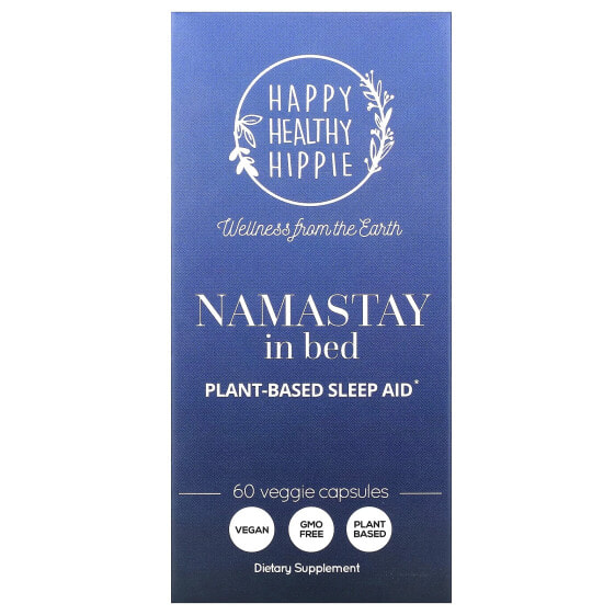 БАД для здорового сна Happy Healthy Hippie Namastay In Bed, растительный снотвор, 60 вегетарианских капсул
