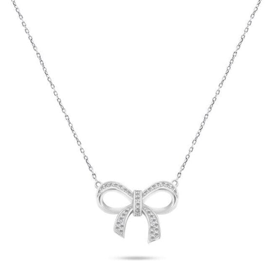 Charming silver necklace Bow NCL55W