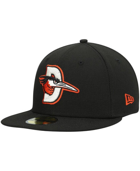 Men's Black Delmarva Shorebirds Authentic Collection Road 59FIFTY Fitted Hat