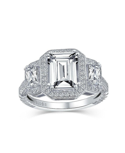 Кольцо Bling Jewelry Emerald Cut Halo Engagement