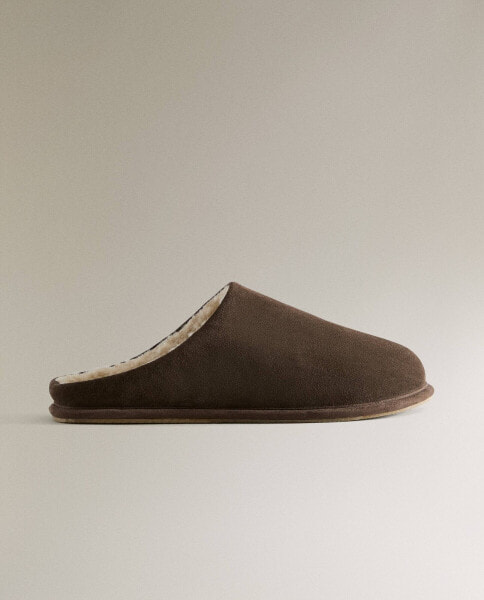 Faux shearling leather slippers