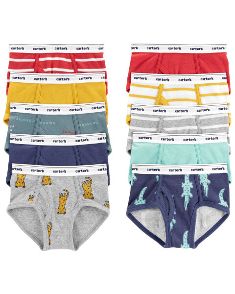 10-Pack Cotton Blend Briefs Underwear 2-3