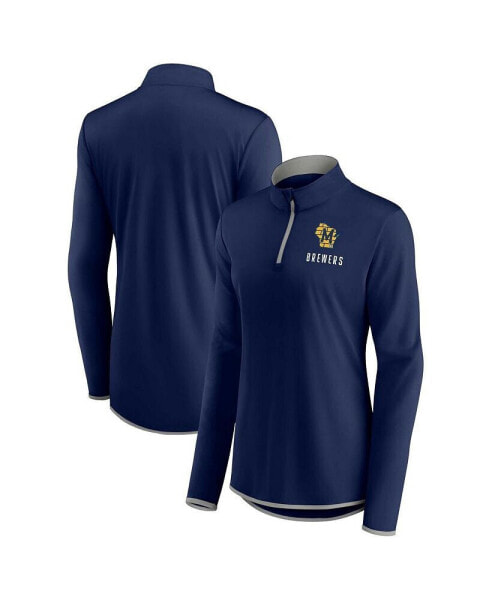 Women's Navy Milwaukee Brewers Worth The Drive Quarter-Zip Jacket