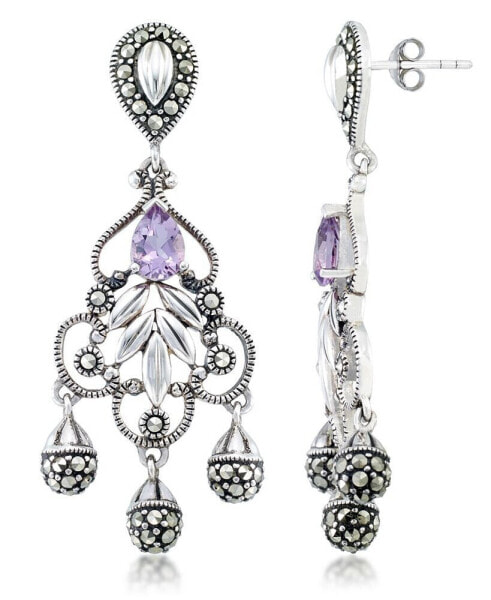 Серьги Macy's Amethyst & Marcasite Chandelier